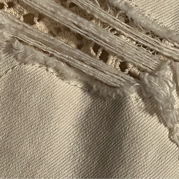 Free People Lacey Stilt Sz 27 Cream Denim Button Fly Distressed Jeans - Picture 10 of 12